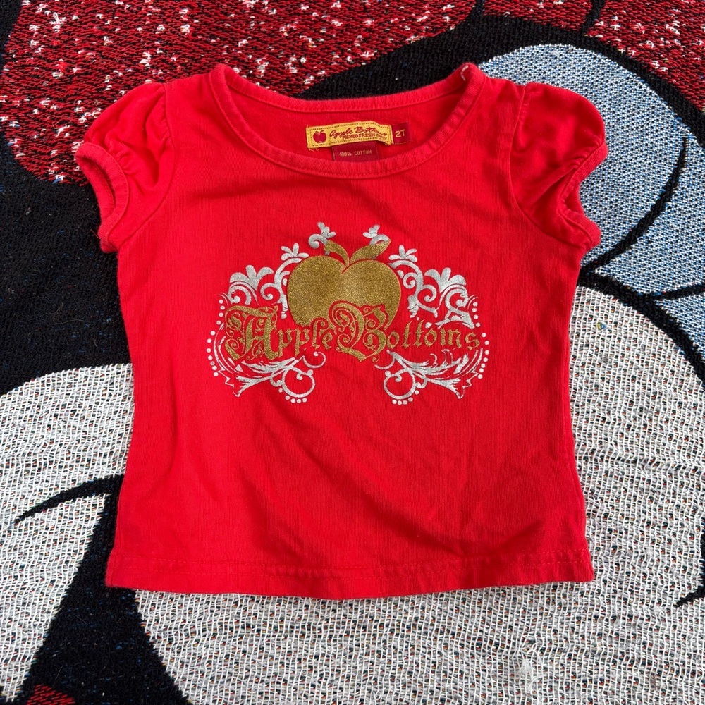 VINTAGE Y2K APPLE BOTTOMS GRAPHIC T SHIRT GIRLS SIZE 2T 100% COTTON